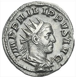 0034 2012 Philippus I. AR-Antoninian Rom Roma im Tempel AV klein.jpg