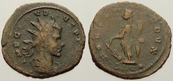 006. Roman Bronze Coin. CLAUDIUS II, Antoninianus. Cyzicus. Fortuna. Fine.jpg