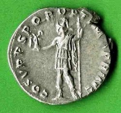 Denar Traianus RSC 68a Rv. COS V PP SPQR OPTIMO PRINC. Kaiser m. Viktoriola li. stehd..jpg