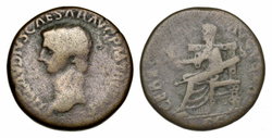 DIONYSOS Claudius I. AE-Dupondius. Alte Sammlung Uni-Leiden ab ca. 1850 #ED 1974 av.JPG