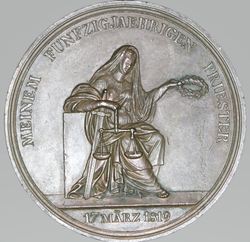 Medaille - D. Loos -  50jähriges Dienstjubiläum C.W. Freiherr von Schrötter 1819 - RV.jpg