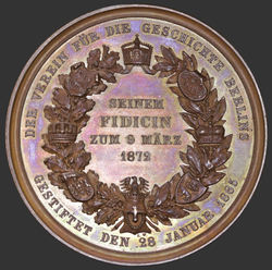 Medaille - Weigand - Auf das 50jährige Diesnstjubiläum des Stadtarchivars Ernst Fidicin 1872 - Sommer W 18 - RV - PIC.jpg