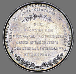 Medaille der preussichen Militärwaisenhäuser - sog. Rippentropmedaille auf den Geburtstag Friedrich Wilhelm III. 1815 - Olding 326 in Silber -RV.jpg