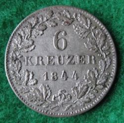 1816-1864 Wilhelm I. 6 Kreuzer 1844, KM 592  (1).JPG