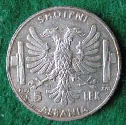 1939-1944 Italien.Besetzung, 5 Lek 1939, KM 33 (2).JPG