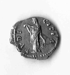 Denar Faustina fil. C. 176b (Revers) PVDICITIA. Pudicitia l. stehd..jpg