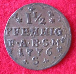 1765-1796 Friedrich Albrecht, 1,5 Pfennig 1776 S, KM 56 (2).JPG