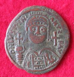 0527-0565 Justinian I. Follis, Kyzikos J XXI, Off.B, So 4,72 (1).JPG