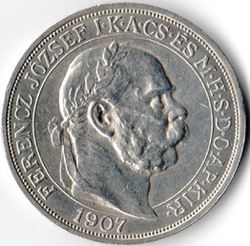 5 Korona zum 40jährigen Kronjubileum 1907 K.B. Franz-Joseph I. (109) Kronenwährung Ungarn Vs..jpg