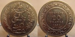Tunesien 20 Franc 1892 (Ali Bey 1882-1902) (1891-1902) Französische Herrschaft - 1200.jpg