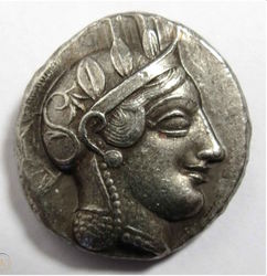 Vintage Greek coin silver tone Tetradrachm Goddess Athena &amp owl #1846271856.jpg