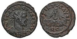 Römisches Kaiserreich Britisches Sonderreich Allectus (Augustus 293-296). Geprägt ca. 295-296 in Camulodunum Glevum. Æ Antoninianus 20 mm, 2,95 g, 7 h. klein.jpg