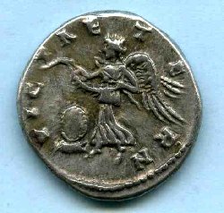 Denar Geta C. 206 Rv.  VICT AETERN. Viktoria li. lfd., davor Schild..jpg