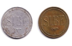 2 x S.I.B.E. Token, Messing + Alu.JPG