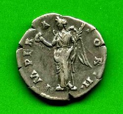 Denar Antoninus Pius C. 437 Rv. IMPERATOR .II.  Viktoria li. stehd..jpg