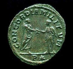 Ant. Aurelianus C. 63 Rv. CONCORDIA MILITVM. 2 Personen halten Kranz..jpg