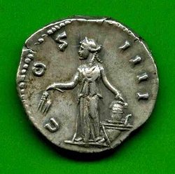 Denar Antoninus Pius C. 292 Rv. COS IIII. Annona m. Modius u. Ähren li. stehd..jpg