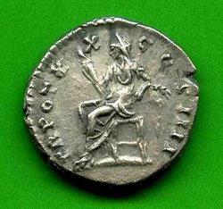Denar Antoninus Pius C. 1006 Rv. TR POT XX COS IIII. Ceres li. sitzd..jpg