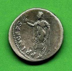 Denar Vespasianus C. 393 Rv. PRINCEPS IVVENTVT. Spes li.        stehd..jpg