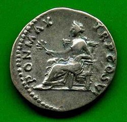 Denar Vespasianus C. 366 Rv. PON MAX TR P COS VI.Pax li. sitzd..jpg