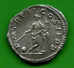 Antoninian Elagabal C. 145; RIC 22. Rv. PM TR P II COS II PP. Rovidentia zeigt a. Globus..jpg