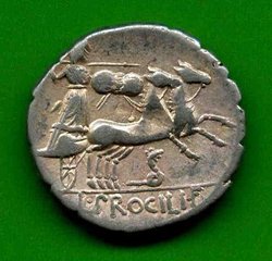 1). 80 v. Chr. Denar. L. Procilius. Rv. Juno Sospita in Biga r. L PROCILI F..jpg
